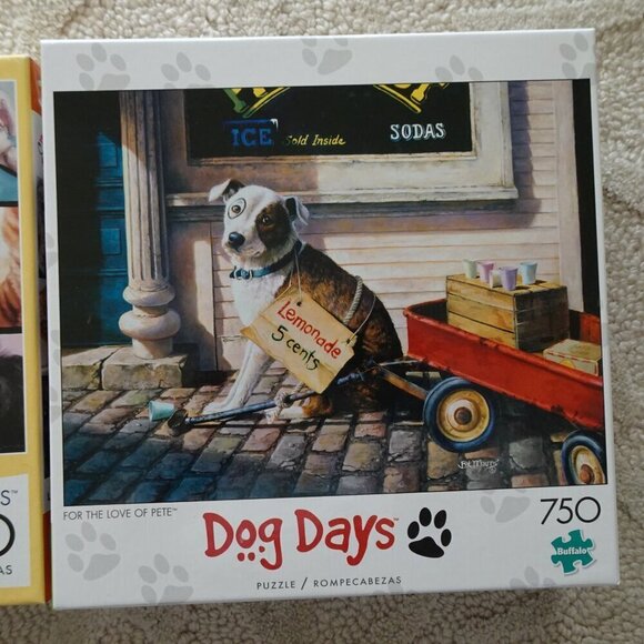 Dog Jigsaw Puzzle SET OF 2 Dog Days 750 Pc & Pet's Virtual Hangout 300 Pc NEW - Picture 3 of 8